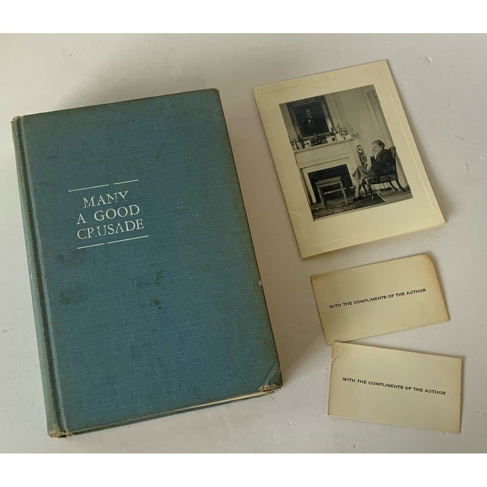 SIGNED Book + signed letter / Many a Good Crusade / Virginia Gildersleeve / 1955